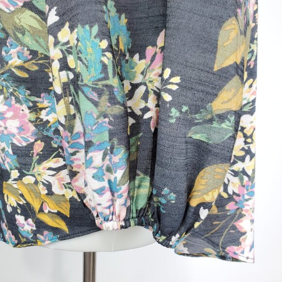 LC Lauren Conrad Watercolor Floral Feminine Peasant Pullover Top Blouse Size S - Picture 5 of 13
